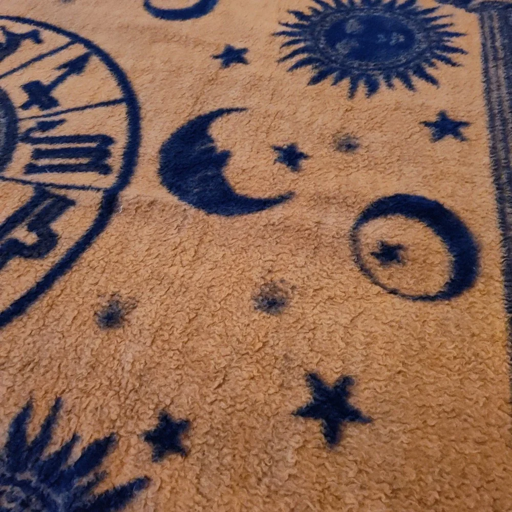 Vintage Celestial Blanket Sun Moon Reversible Zodiac Astrology Whimsigoth Goth